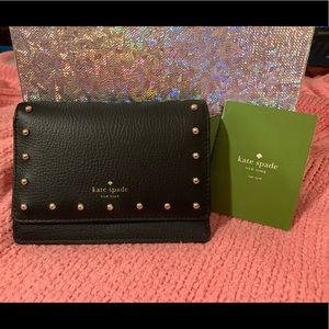 Kate Spade wallet, black, bifold w/snap closure